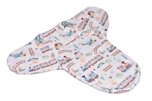 Saculet Swaddle infasat Bebe 100% Bumbac - Trenulete 0-3 luni - imagine 2