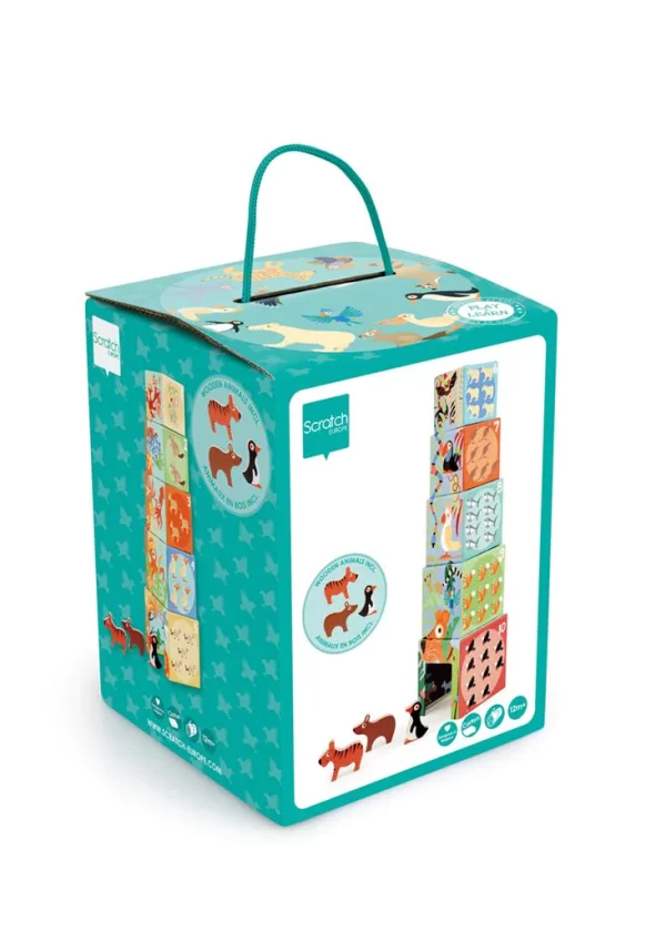 Jucarie Stivuire cuburi - Turn Animale lemn - imagine 2