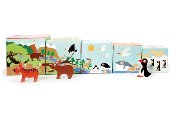 Jucarie Stivuire cuburi - Turn Animale lemn - imagine 4