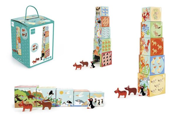 Jucarie Stivuire cuburi - Turn Animale lemn