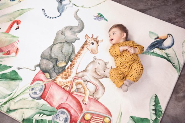Covor pentru joaca termoizolant moale antibacterian - Jungla Savannah Cozy 125x165 cm - imagine 4