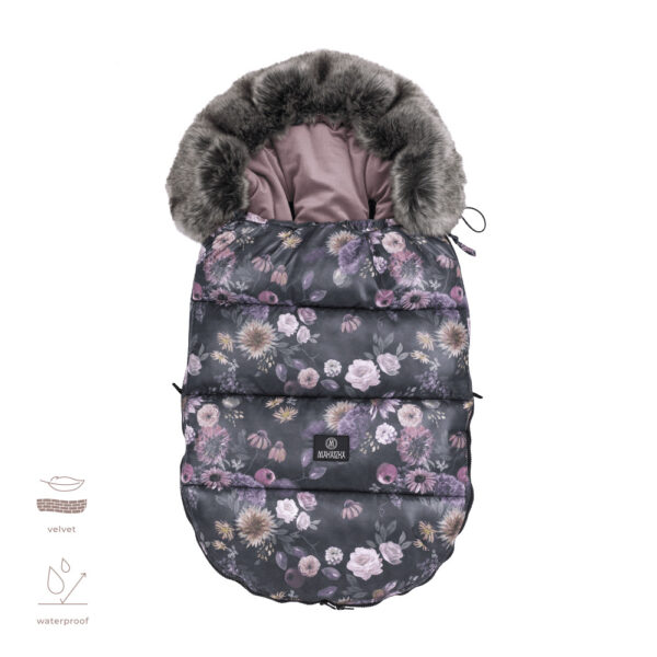Sac de iarna copii carucior / sanie impermeabil Premium BIG 12-36 luni - Mystery of Flowers Uni - imagine 3