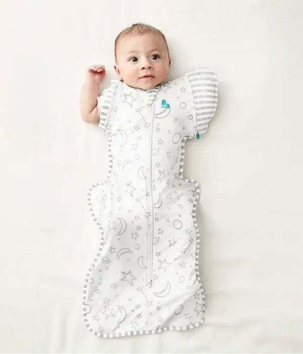 Saculet Swaddle UP Brate sus Detasabile infasat Bebe BAMBUS Tranzitie  3-6 Luni 6-8.5 Kg  - 1.0 TOG Moon LOVETODREAM M