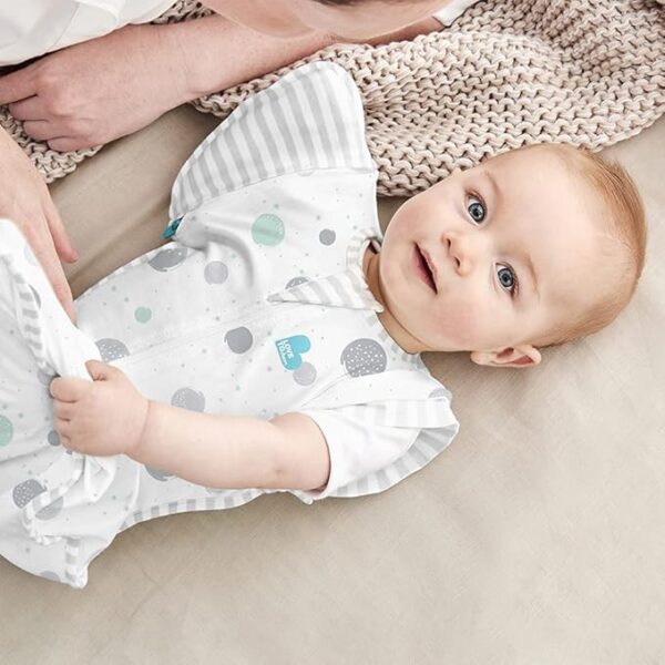 Saculet Swaddle UP Brate sus Detasabile infasat Bebe Bumbac Tranzitie 3-6 Luni 6-8.5 Kg - 0.2 TOG White LOVETODREAM M - imagine 3
