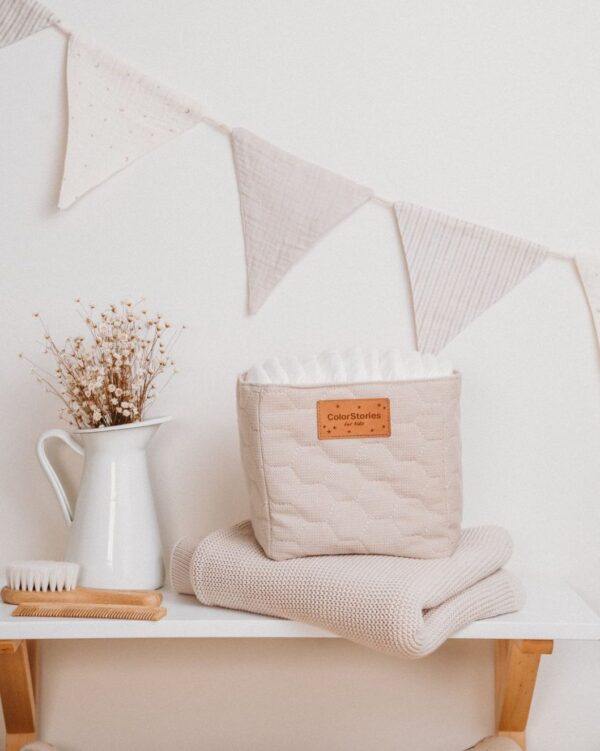 Container Depozitare pentru accesorii bebe S - Velvet Warm Beige - imagine 2
