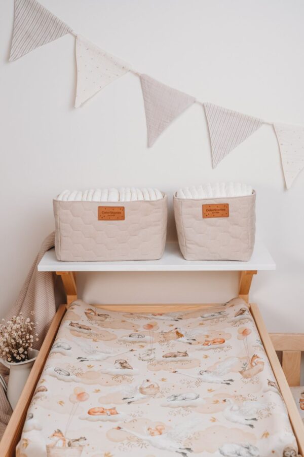 Container Depozitare pentru accesorii bebe S - Velvet Warm Beige - imagine 4