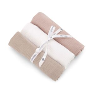 Set 3 Museline Bumbac 100% - Powder Pink
