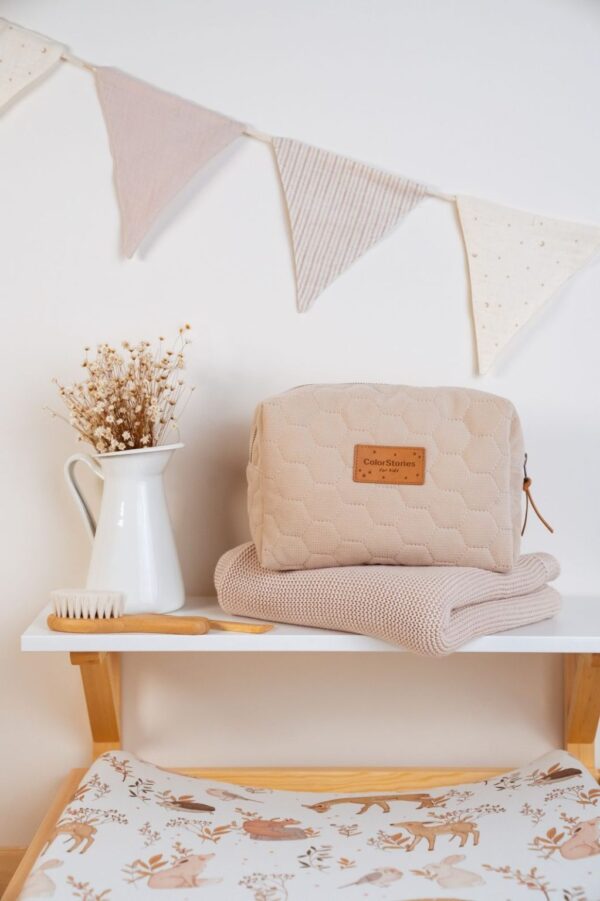 Geanta cosmetice / accesorii - Velvet Warm Beige M 23x18 - imagine 2