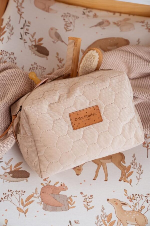 Geanta cosmetice / accesorii - Velvet Warm Beige M 23x18 - imagine 3