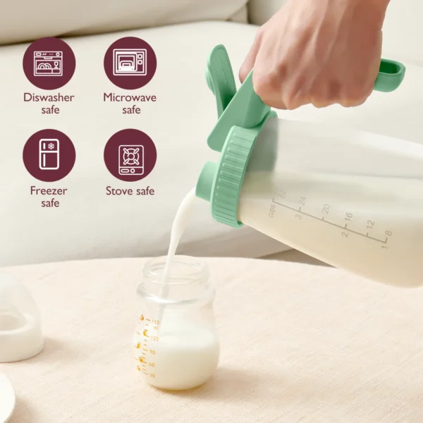 Container Borcan de sticla pentru stocare lapte matern sau pregătirea formulei- Verde Momcozy - imagine 4