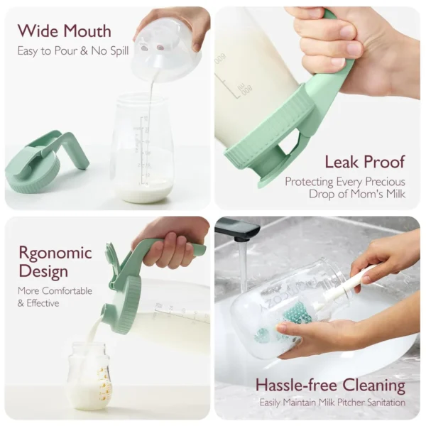 Container Borcan de sticla pentru stocare lapte matern sau pregătirea formulei- Verde Momcozy - imagine 9