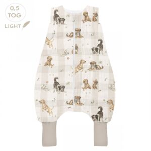Sac de dormit cu picioare Muselina  Bumbac Light XS 6-12 luni - Catelusi 0.5 TOG