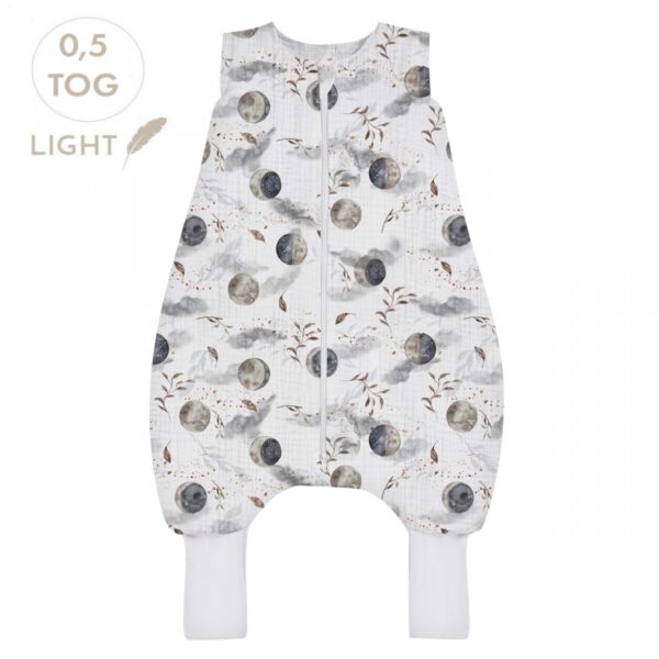 Sac de dormit cu picioare Muselina  Bumbac Light XS 6-12 luni - Moonlight 0.5 TOG - imagine 2