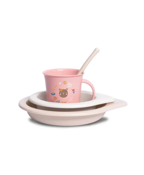 SET pentru masa 4 piese roz +6 luni Forest Suavinex