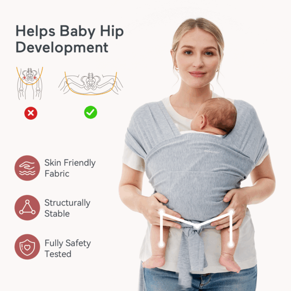 Marsupiu Wrap Sling cu suport spate Ergonomic 3.5 - 22 kg Babe-Toddler   - Gri MOMCOZY - imagine 2