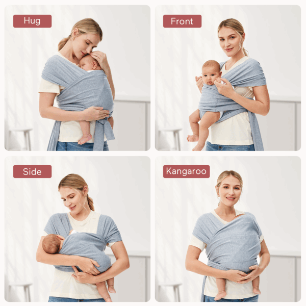 Marsupiu Wrap Sling cu suport spate Ergonomic 3.5 - 22 kg Babe-Toddler   - Gri MOMCOZY - imagine 4