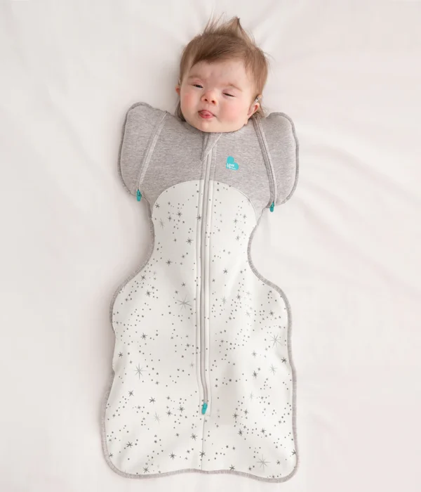 Saculet Swaddle UP Brate sus Detasabile infasat Bebe Bumbac Tranzitie 3-6 Luni 6-8.5 Kg - 1 TOG White Star LOVETODREAM M - imagine 3