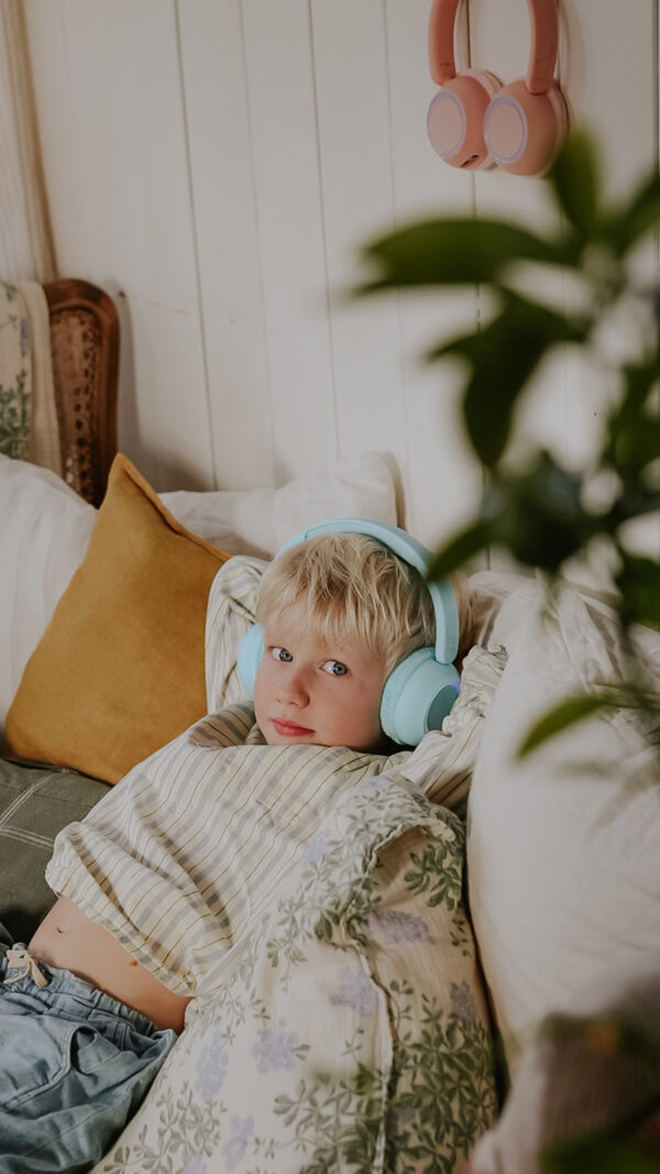 Casti Wireless Audio Bluetooth cu Lumini - Kids Blue Lalarma - imagine 3
