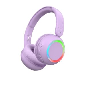 Casti Wireless Audio Bluetooth cu Lumini - Kids Purple Lalarma