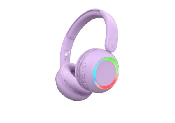 Casti Wireless Audio Bluetooth cu Lumini - Kids Purple Lalarma