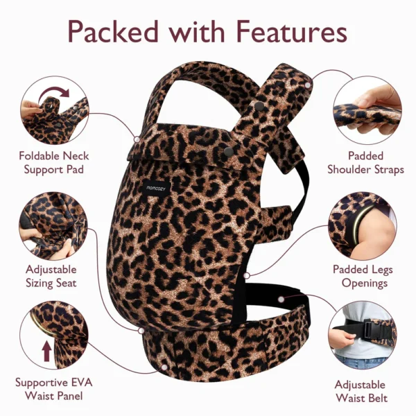 Marsupiu ERGONOMIC PureHug  Cozy si Usor - Leopard Animal print  MOMCOZY - imagine 5