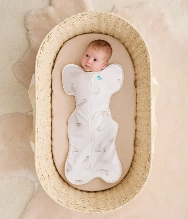 Saculet Swaddle UP Brate sus infasat Bebe Bumbac Nou-nascut 0-2 Luni 3.5-6 Kg - 1 TOG  Bunnies LOVETODREAM S