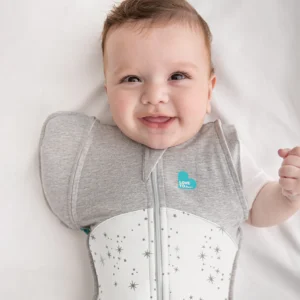 Saculet Swaddle UP Brate sus Detasabile infasat Bebe Bumbac Tranzitie 3-6 Luni 6-8.5 Kg - 1 TOG White Star LOVETODREAM M