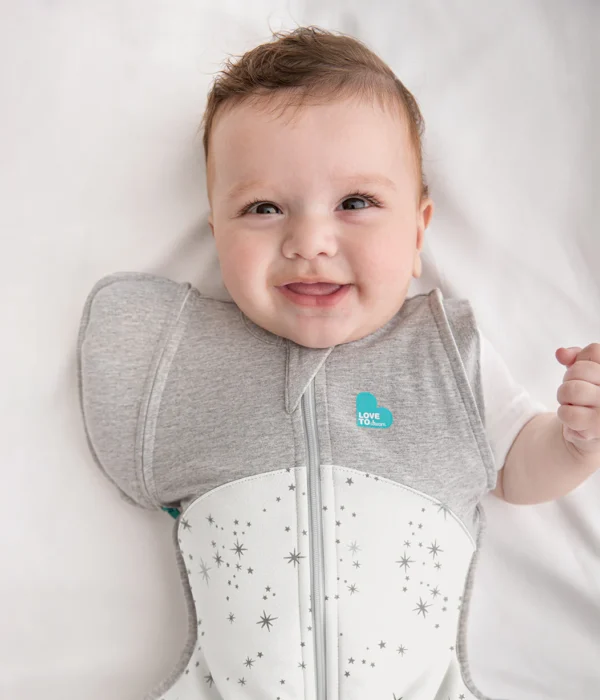 Saculet Swaddle UP Brate sus Detasabile infasat Bebe Bumbac Tranzitie 3-6 Luni 6-8.5 Kg - 1 TOG White Star LOVETODREAM M