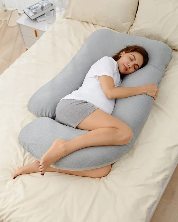 Perna pentru Gravide Forma U  Material Racoros - MOMCOZY - imagine 5