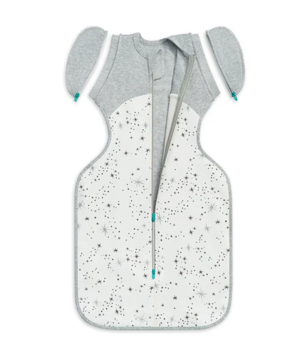 Saculet Swaddle UP Brate sus Detasabile infasat Bebe Bumbac Tranzitie 3-6 Luni 6-8.5 Kg - 1 TOG White Star LOVETODREAM M - imagine 2