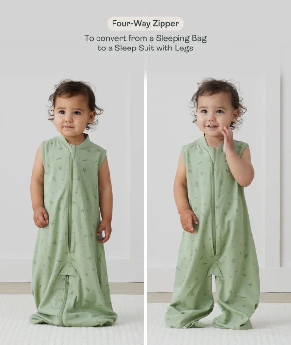 Saculet /Costum dormit Bumbac Organic cu picioare 2-4 ani - 1.0 Tog Verde ErgoPouch - imagine 3
