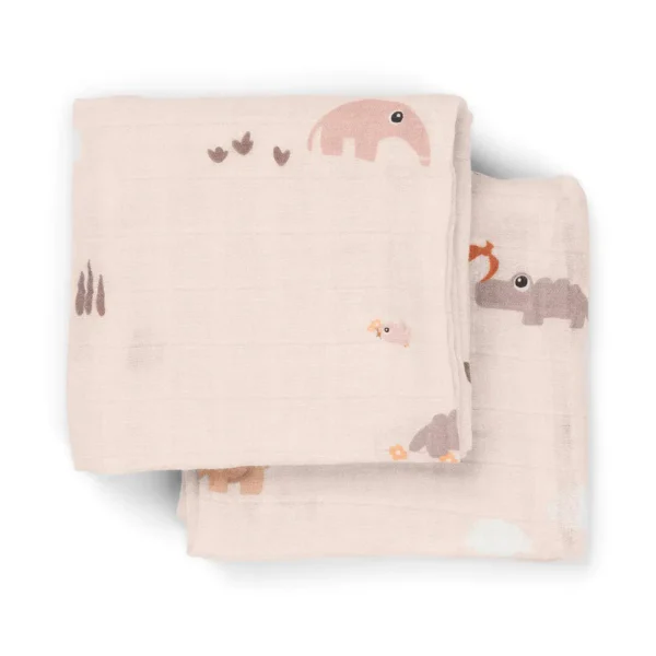 Set 2 Museline Bumbac 100% - Playground Pink 65x65 cm Done By Deer - imagine 2