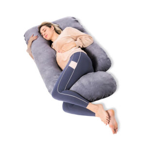 Perna pentru Gravide Forma U  Velvet - Dark Grey MOMCOZY