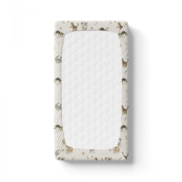 Cearsaf cu elastic  Bumbac Patut 60x120 - Colectia Pisici - imagine 2