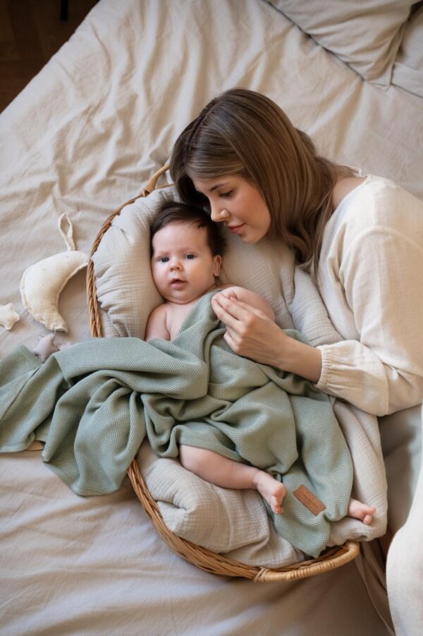 Paturica Bebe BAMBUS  -  Mist Olive - imagine 2