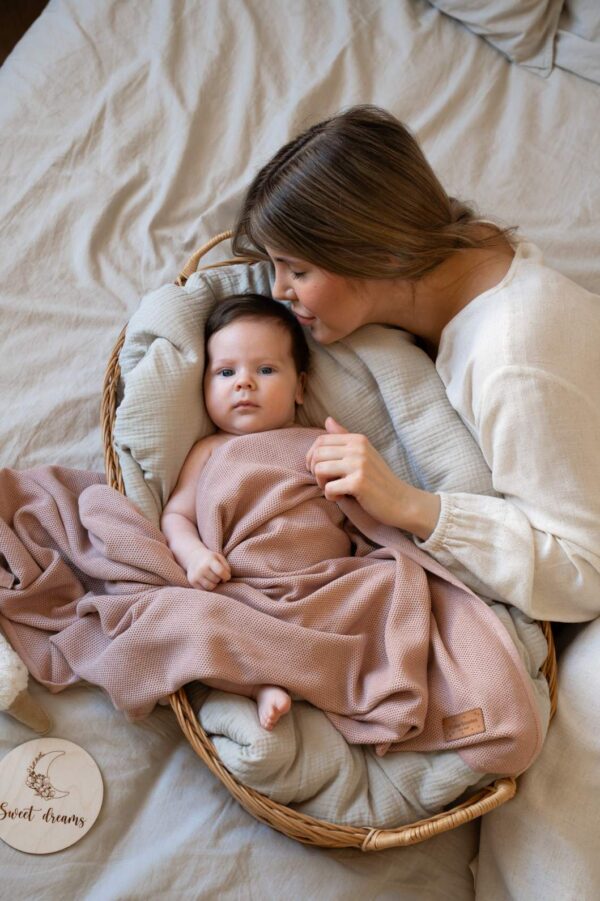 Paturica Bebe BAMBUS  -  Mist Pastel Pink - imagine 3