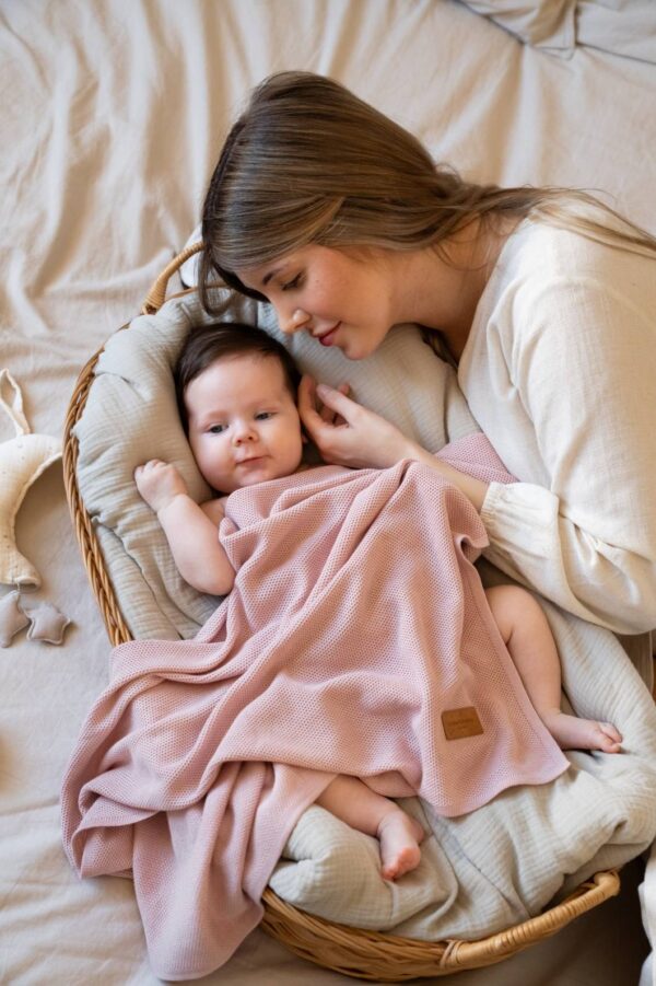 Paturica Bebe BAMBUS  -  Mist Pastel Pink - imagine 2