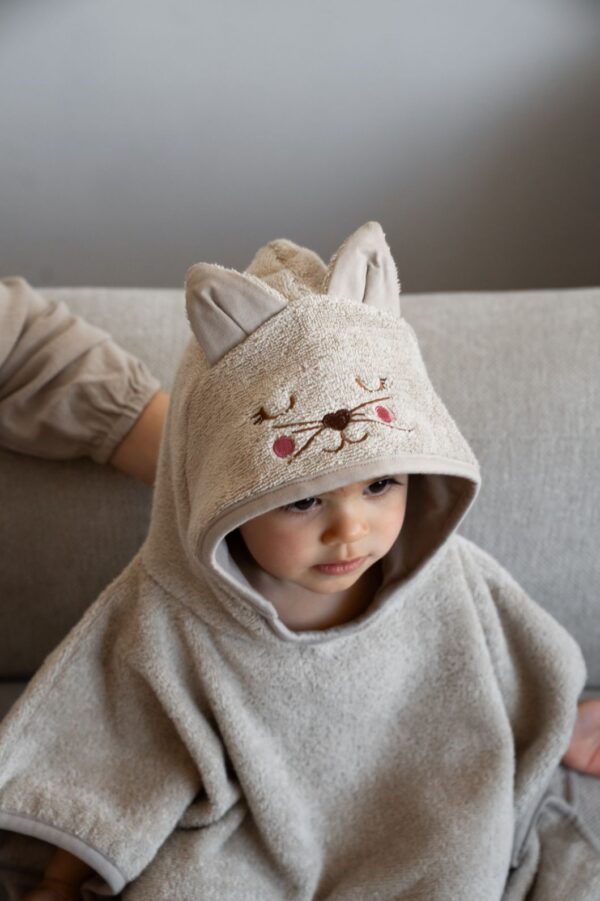 Prosop Copii Bumbac PONCHO 2-4 ani- Pisica Cat Cappuccino - imagine 2