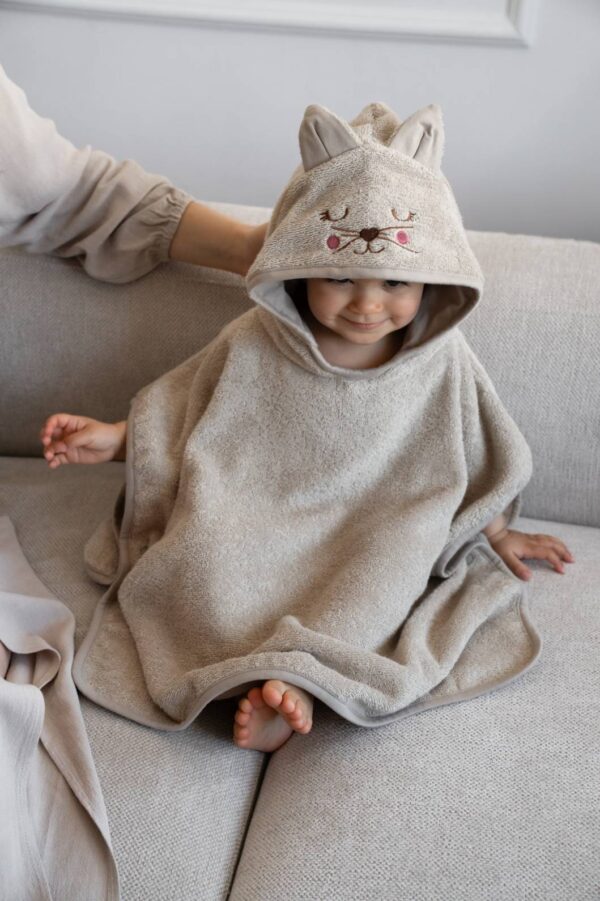 Prosop Copii Bumbac PONCHO 2-4 ani- Pisica Cat Cappuccino - imagine 3