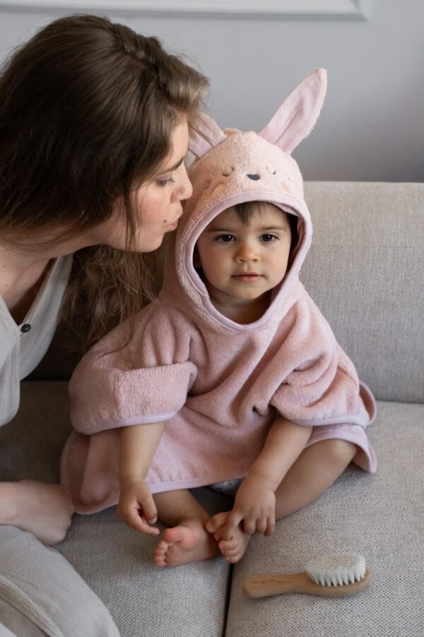 Prosop Copii Bumbac PONCHO 2-4 ani- Rabbit Pale Rose - imagine 6