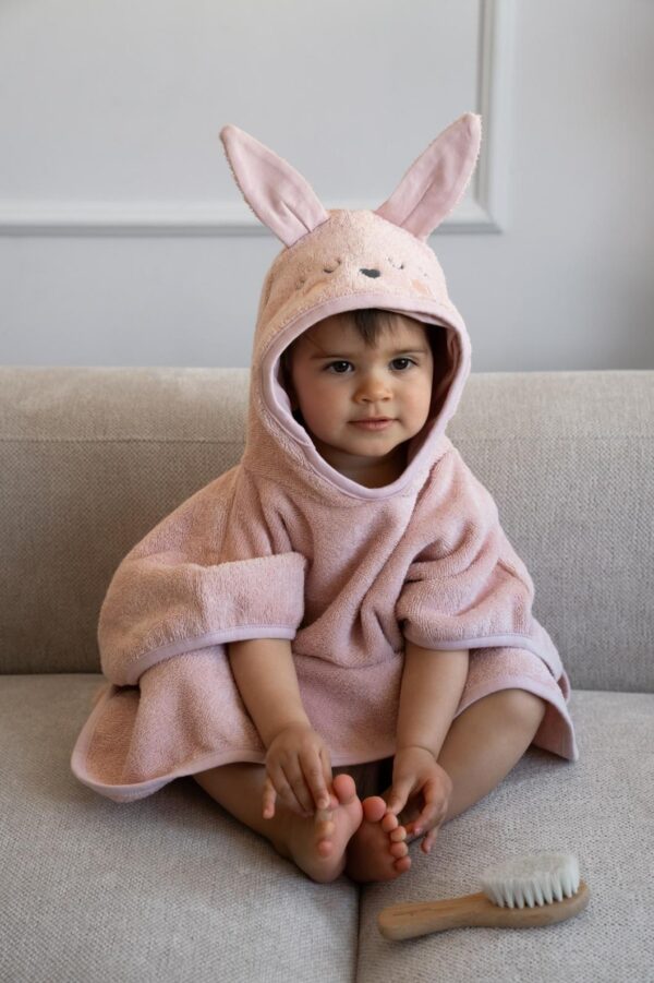 Prosop Copii Bumbac PONCHO 2-4 ani- Rabbit Pale Rose - imagine 3