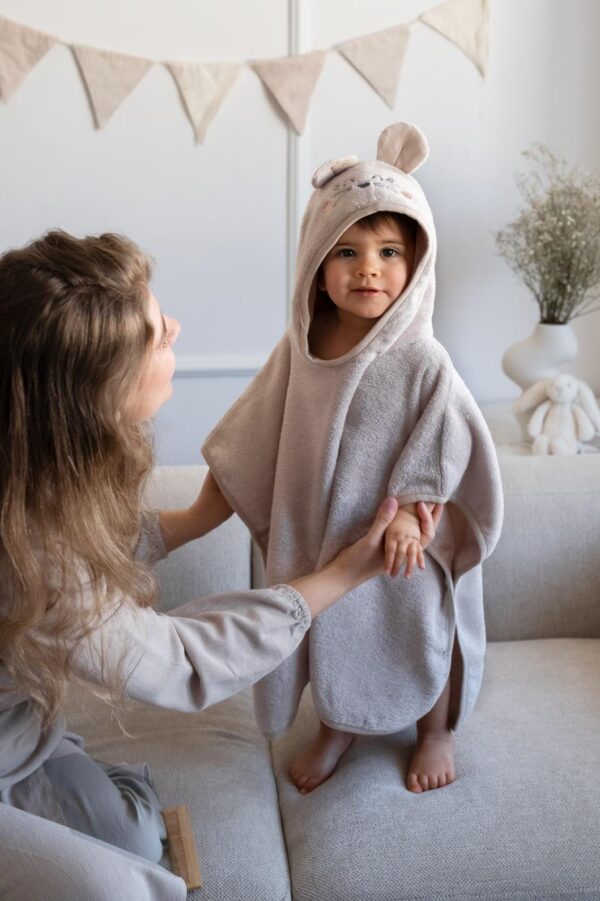 Prosop Copii Bumbac PONCHO 1-3 ani- Mouse Beige - imagine 4