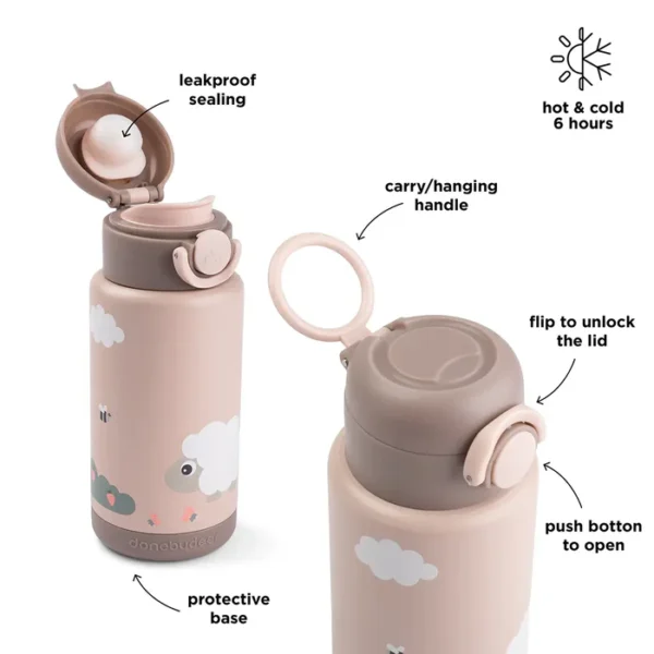 Sticla Termos termică Done by Deer 340ml -Tiny Farm Pink - imagine 3