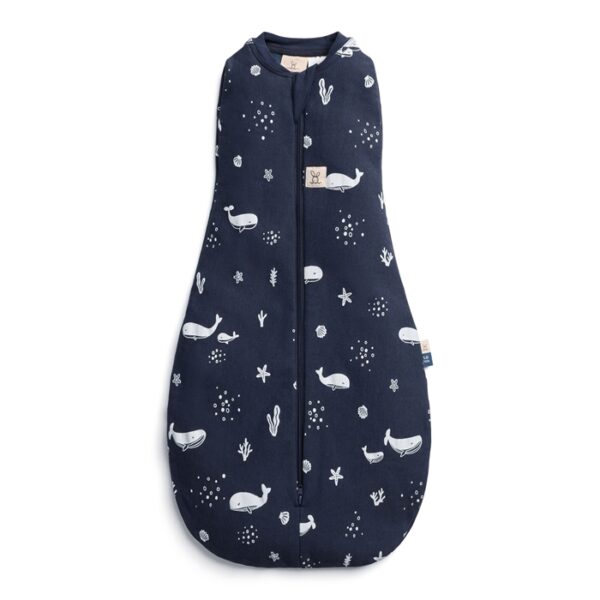 Saculet Swaddle Cocoon infasat Bebe Bumbac  0-3 luni - 1.0 Tog Whale ErgoPouch