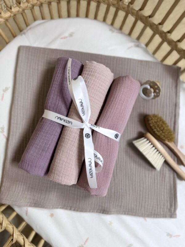Set 3 Museline Bumbac 100% - Sepia Rose - imagine 2