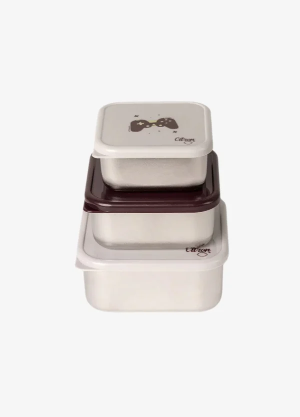 Set 3 caserole otel inoxidabil cu capac - Cool Kid