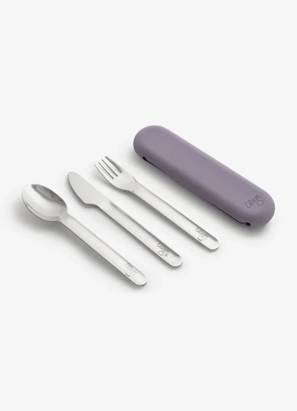 Set tacamuri inox cu etui - Mov