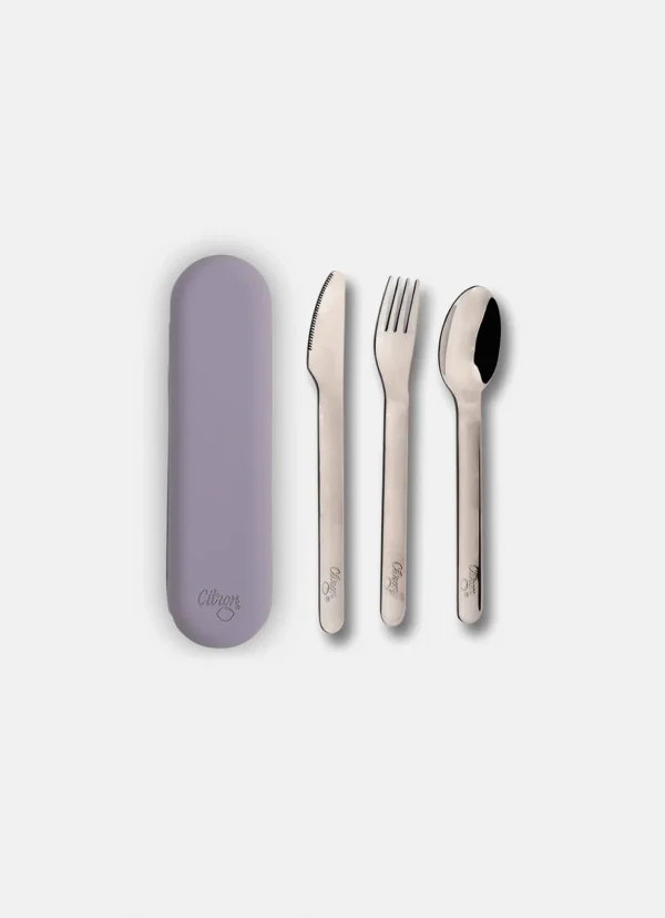 Set tacamuri inox cu etui - Mov - imagine 2