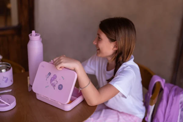 Caserola termoizolanta bento copii din Tritan cu 4 compartimente - Unicorn PERSONALIZABILA - imagine 2
