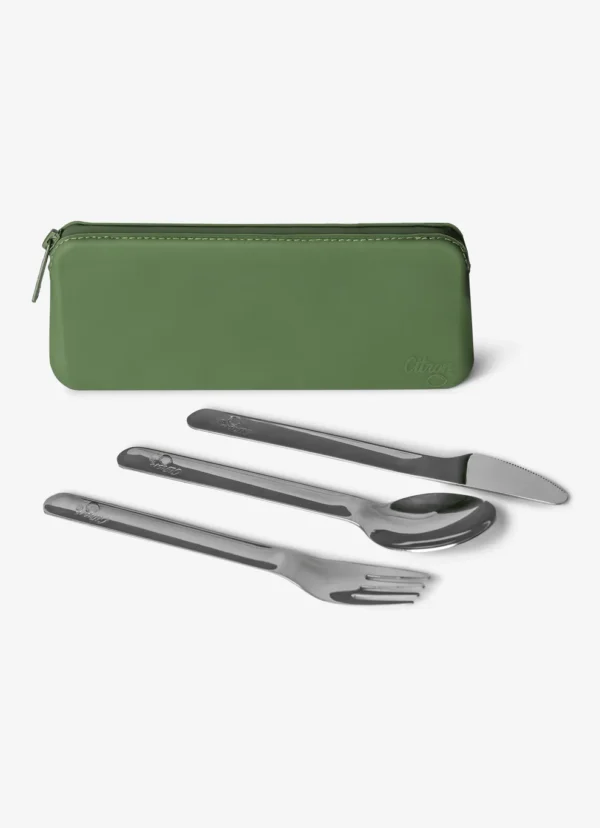 Set tacamuri inox cu etui - Verde